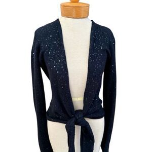 Ya Ya sequins on angora make a stunning wrap sweater! Black size small angora.